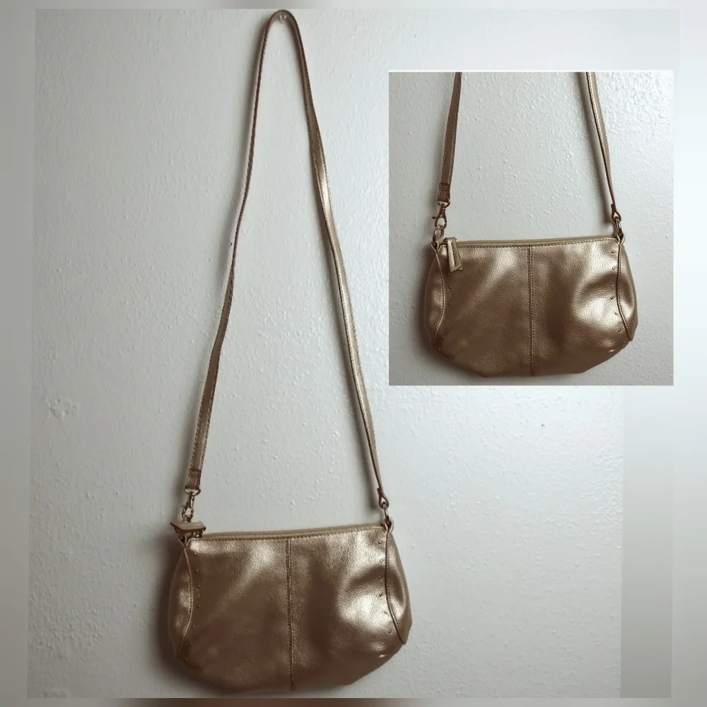 Liz Claiborne Vintage Y2K Shoulder Mini Bag  Metallic Gold  Removable Strap